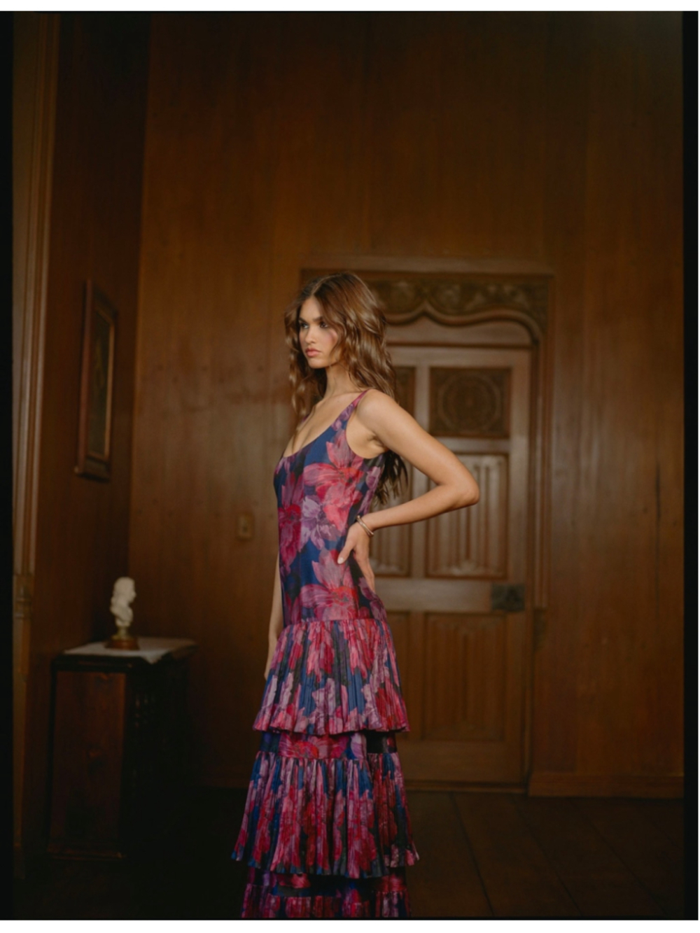 Women's Hutch Navy and Red Floral Tiered Maxi Dress Size 4